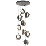 Riza Round Multi Light Pendant - Dark Smoke / Opal