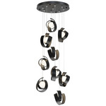 Riza Round Multi Light Pendant - Black / Opal