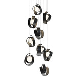 Riza Round Multi Light Pendant - Black / Opal