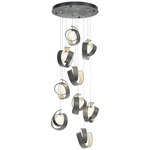Riza Round Multi Light Pendant - Natural Iron / Opal
