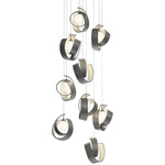 Riza Round Multi Light Pendant - Natural Iron / Opal