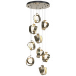 Riza Round Multi Light Pendant - Soft Gold / Opal