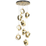 Riza Round Multi Light Pendant - Modern Brass / Opal