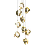 Riza Round Multi Light Pendant - Modern Brass / Opal