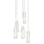 Link Round Multi Light Pendant - White / Clear Bubble