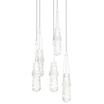 Link Round Multi Light Pendant - White / Clear with White Threading