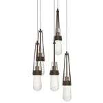 Link Round Multi Light Pendant - Bronze / Clear Bubble