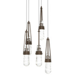Link Round Multi Light Pendant - Bronze / Clear with White Threading