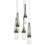 Link Round Multi Light Pendant - Dark Smoke / Clear Bubble