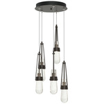 Link Round Multi Light Pendant - Oil Rubbed Bronze / Clear Bubble