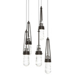 Link Round Multi Light Pendant - Oil Rubbed Bronze / Clear with White Threading