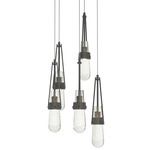 Link Round Multi Light Pendant - Natural Iron / Clear Bubble