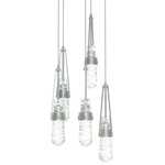 Link Round Multi Light Pendant - Vintage Platinum / Clear with White Threading