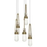 Link Round Multi Light Pendant - Soft Gold / Clear Bubble