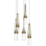 Link Round Multi Light Pendant - Soft Gold / Clear with White Threading