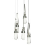 Link Round Multi Light Pendant - Sterling / Clear Bubble