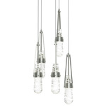 Link Round Multi Light Pendant - Sterling / Clear with White Threading