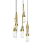 Link Round Multi Light Pendant - Modern Brass / Clear Bubble