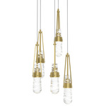 Link Round Multi Light Pendant - Modern Brass / Clear with White Threading