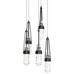 Link Round Multi Light Pendant - Ink / Clear with White Threading