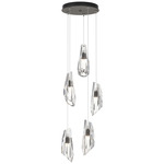 Luma Round Multi Light Pendant - Natural Iron / Crystal