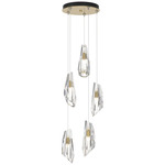 Luma Round Multi Light Pendant - Modern Brass / Crystal