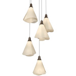 Mobius Round Multi Light Pendant - Bronze / Spun Frost