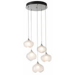 Ume Round Multi Light Pendant - Sterling / Frosted