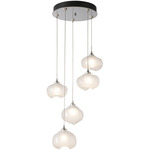 Ume Round Multi Light Pendant - Sterling / Frosted