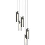 Exos 5 Light Multi Light Pendant - Natural Iron / Clear