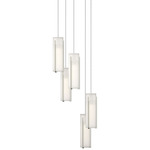 Exos 5 Light Multi Light Pendant - Sterling / Opal