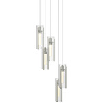 Exos 5 Light Multi Light Pendant - Sterling / Clear