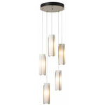 Exos 5 Light Multi Light Pendant - Modern Brass / Opal