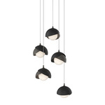 Brooklyn Multi Light Pendant - Black Outer Shade / Dark Smoke Inner Shade