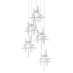 Tura Round Multi Light Pendant - White / Seeded Clear