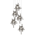 Tura Round Multi Light Pendant - Bronze / Seeded Clear