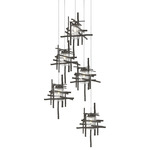 Tura Round Multi Light Pendant - Dark Smoke / Seeded Clear