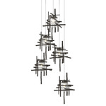 Tura Round Multi Light Pendant - Oil Rubbed Bronze / Seeded Clear