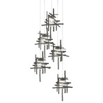 Tura Round Multi Light Pendant - Natural Iron / Seeded Clear