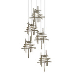 Tura Round Multi Light Pendant - Soft Gold / Seeded Clear