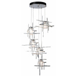 Tura Round Multi Light Pendant - Sterling / Seeded Clear