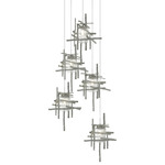 Tura Round Multi Light Pendant - Sterling / Seeded Clear
