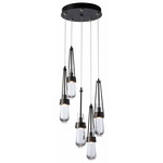 Link Round Multi Light Pendant - Bronze / Clear