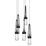 Link Round Multi Light Pendant - Black / Clear