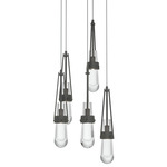 Link Round Multi Light Pendant - Natural Iron / Clear