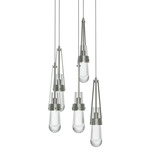 Link Round Multi Light Pendant - Sterling / Clear