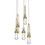 Link Round Multi Light Pendant - Modern Brass / Clear