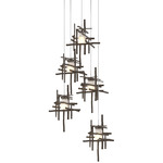 Tura Round Multi Light Pendant - Bronze / Cast Glass