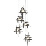 Tura Round Multi Light Pendant - Oil Rubbed Bronze / Cast Glass