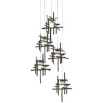 Tura Round Multi Light Pendant - Natural Iron / Cast Glass